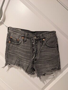 Levi's Black Distressed Denim Cutoff Shorts